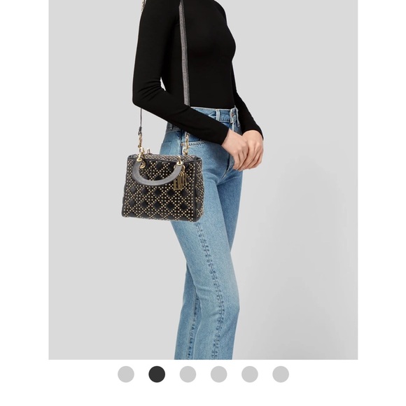 CHRISTIAN DIOR Medium Studded Supple Lady Dior Bag - Picture 10 of 11